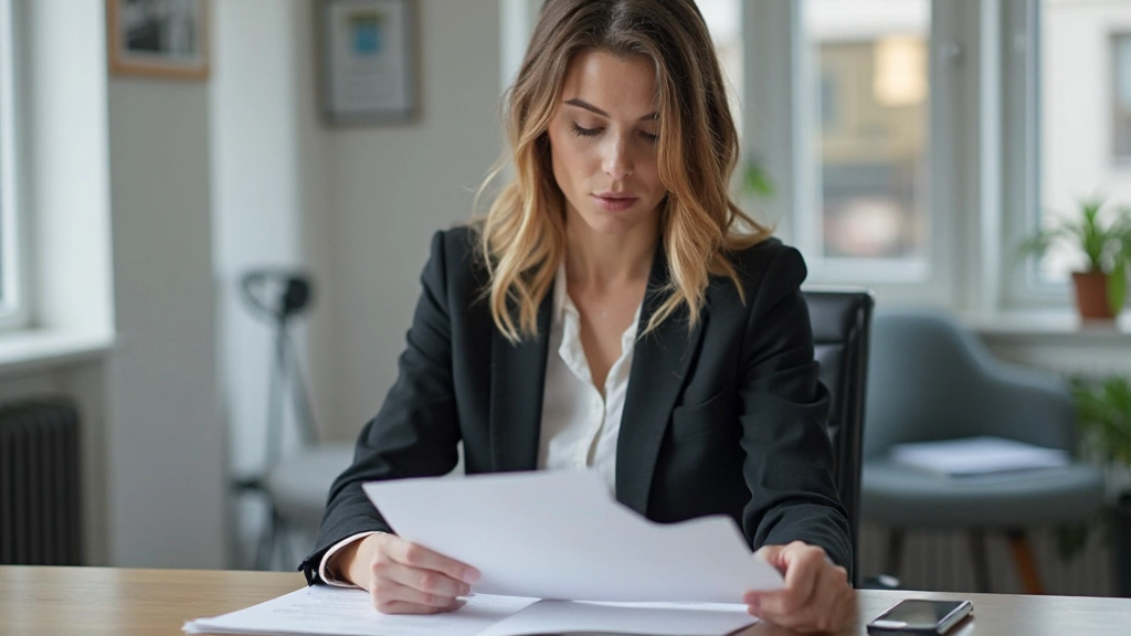 Advokat som granskar företagskontrakt vid skrivbord med lagbok och dator